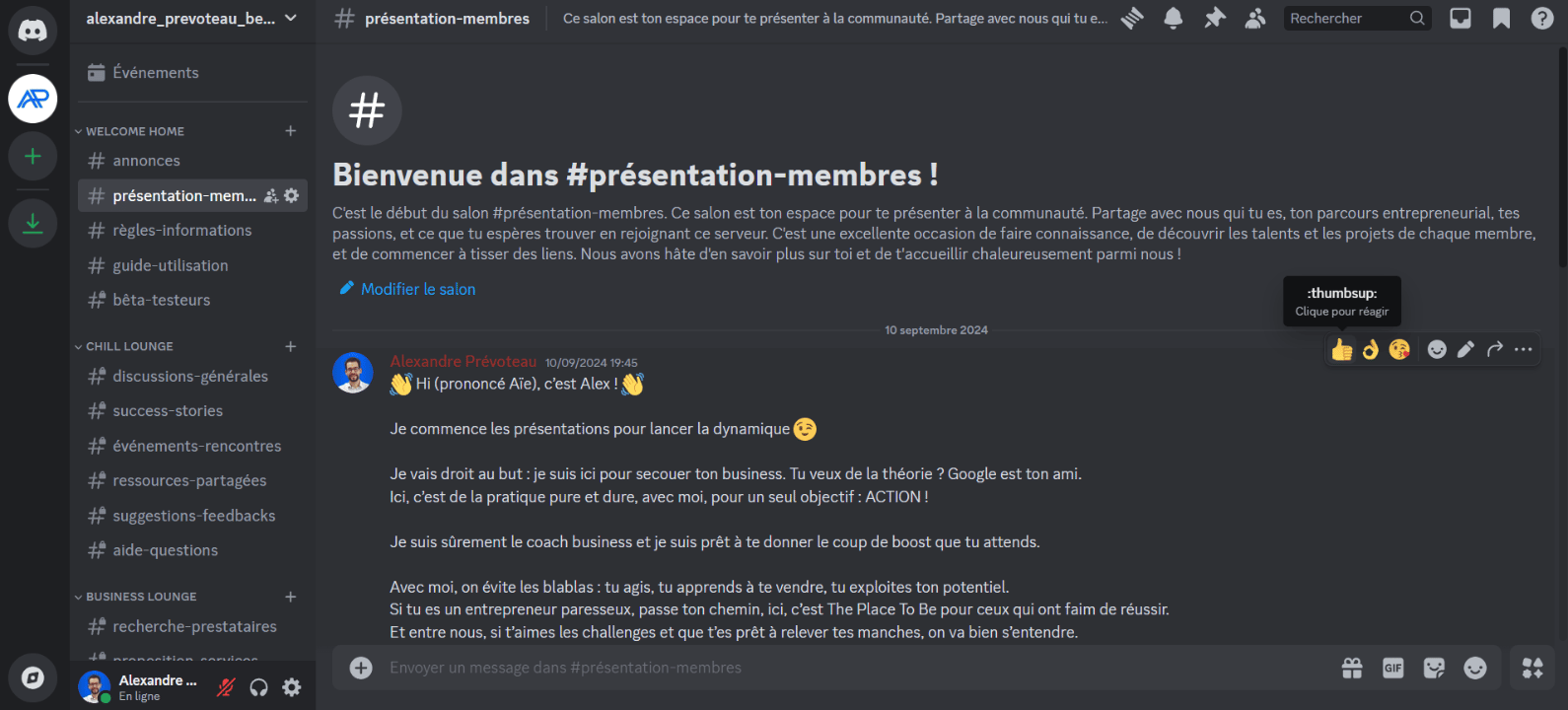 discord communauté the club alexandre prevoteau page accueil reims marne coach business